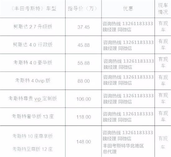 北京丰田考斯特定制工厂 全国企业定点采购与咨询一站式服务